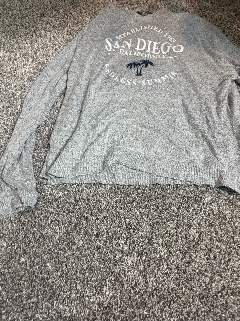 Gray "San Diego" Graphic Pullover Sweater